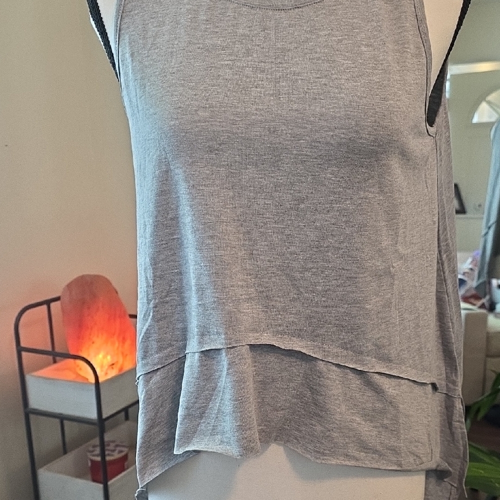 Gray Asymmetrical Sleeveless Tank Top